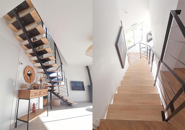 Escalier chez particuliers réalisé par GC METAL spécialisé en métallerie, chaudronnerie, tuyauterie et soudure.